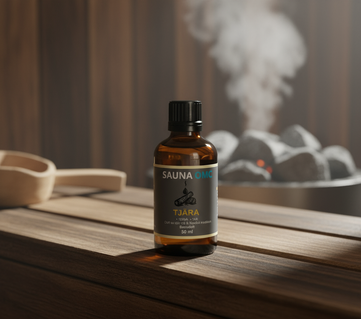 Hyperrealistisk produktbild av Tjära bastudoft