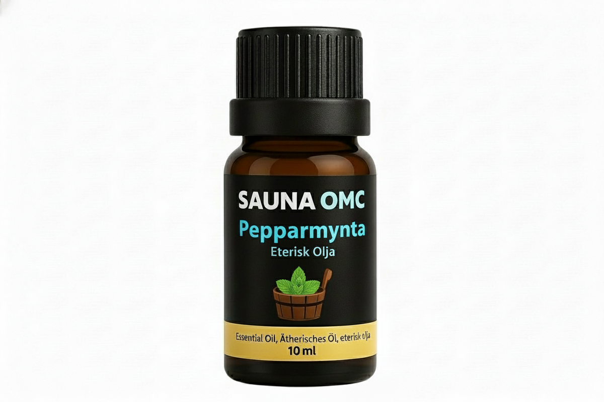 Pepparmynta eterisk olja med endast bakgrunden ändrad till vit