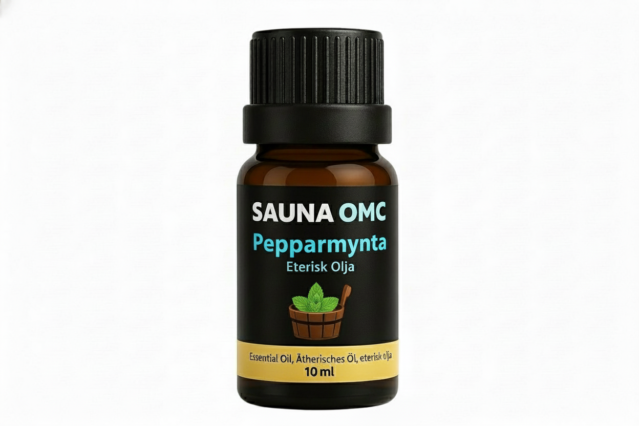 Pepparmynta eterisk olja med endast bakgrunden ändrad till vit