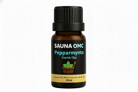 Pepparmynta eterisk olja med endast bakgrunden ändrad till vit