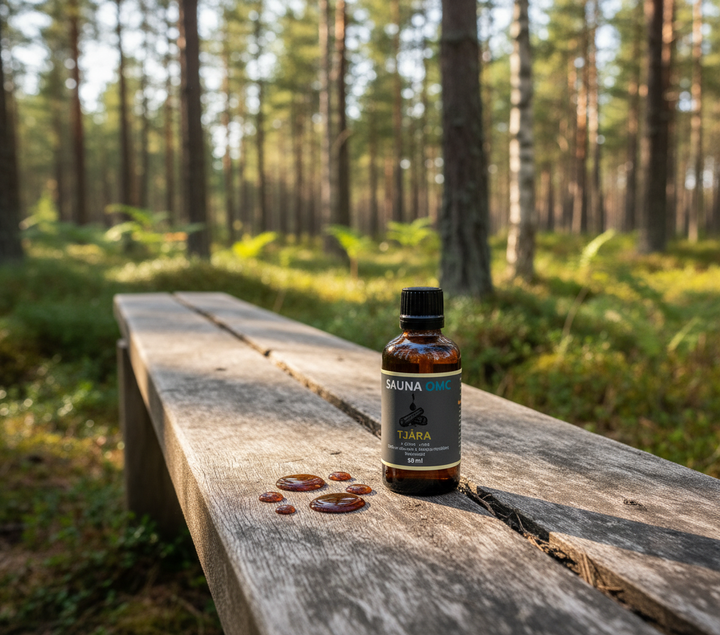 TJÄRA i naturlig miljö med droppar